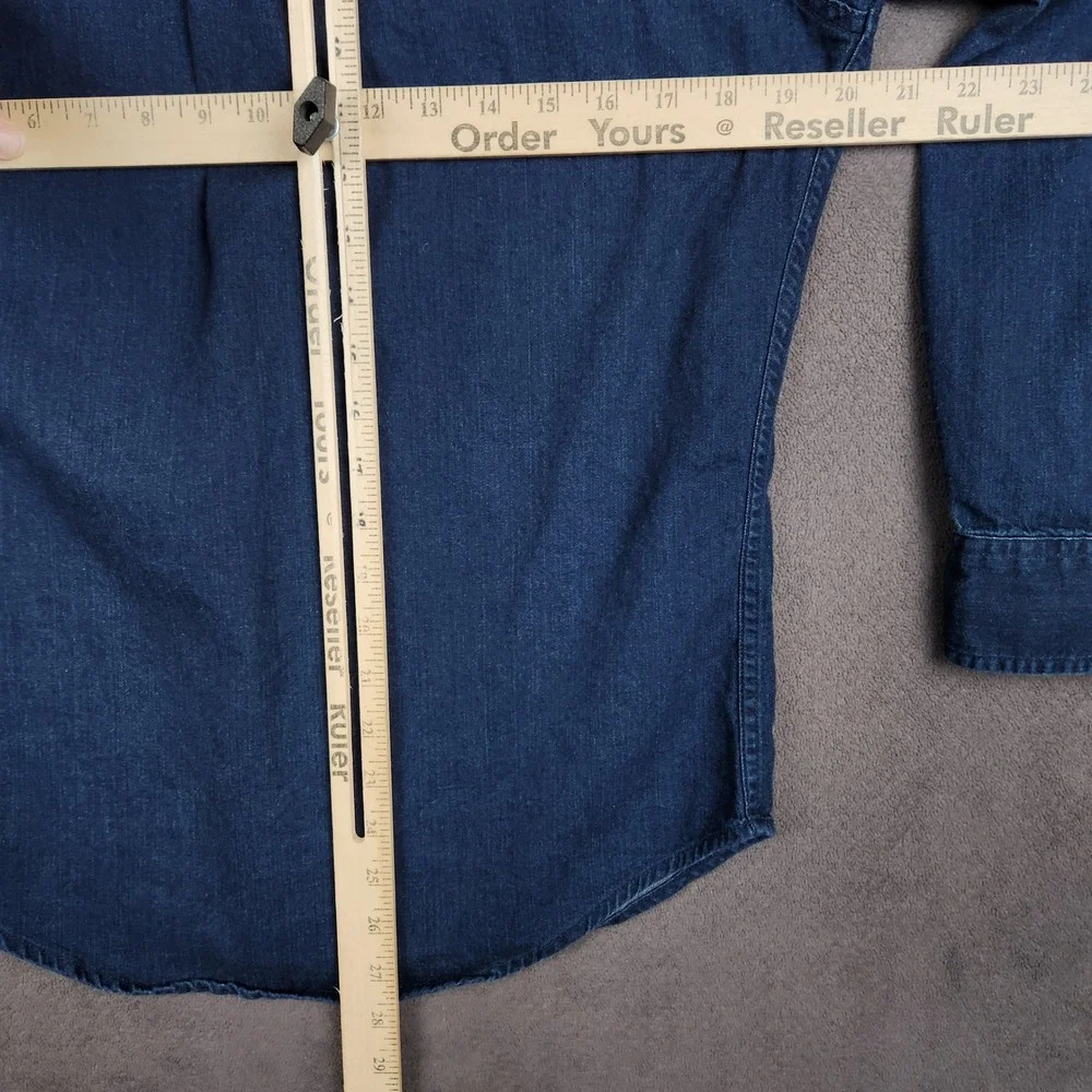 Levis Denim Shirt Mens Small Dark Blue Long Sleeve Button Up Pocket Stretch